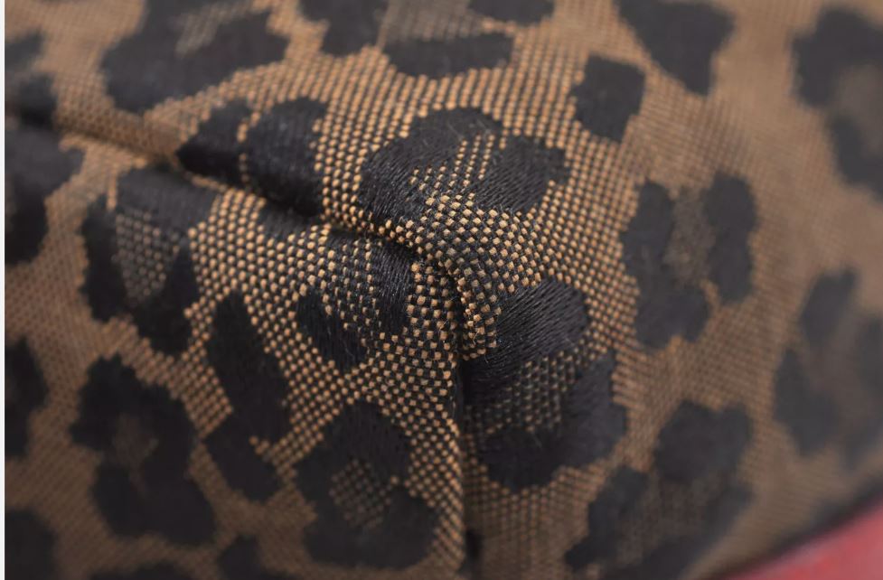 Fendi Vintage Leopard Canvas Leather Bag