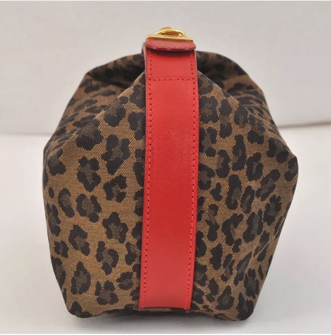 Fendi Vintage Leopard Canvas Leather Bag