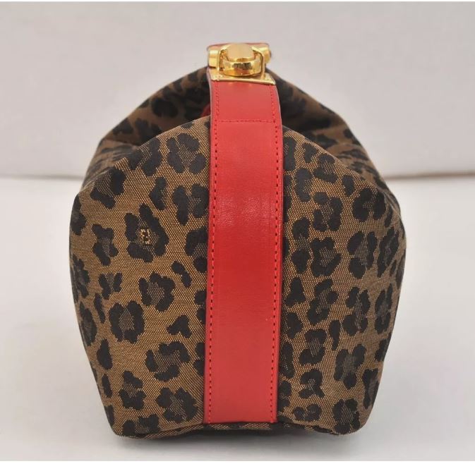 Fendi Vintage Leopard Canvas Leather Bag