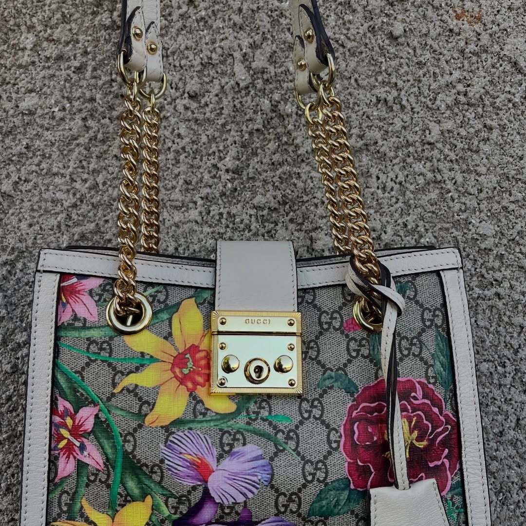 Gucci Padlock Flora Small GG Supreme Canvas Shoulder Bag - Image 2