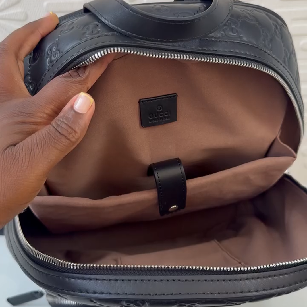 Gucci GG Signature Black Leather Backpack