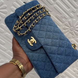 Chanel Blue Denim Medium Classic Double Flap Shoulder Bag
